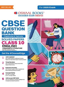 portada Oswaal CBSE Question Bank Class 10 English Language & Literature, Chapterwise and Topicwise Solved Papers For Board Exams 2025 (en Inglés)