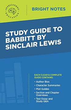 portada Study Guide to Babbitt by Sinclair Lewis (Bright Notes) (en Inglés)