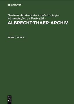 portada Albrecht-Thaer-Archiv. Band 7, Heft 2 (en Alemán)