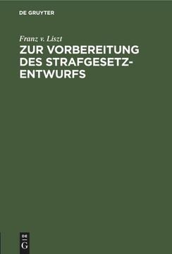 portada Zur Vorbereitung des Strafgesetzentwurfs (in German)