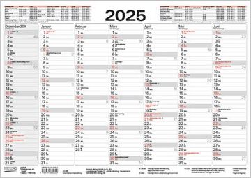 portada Tafelkalender a4 "Stabil" 2025: 14 Monate auf Vorder- und Rückseite i Dicker Karton i Ferientermine und Feiertage