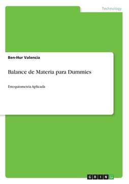 portada Balance de Materia para Dummies: Estequiometria Aplicada