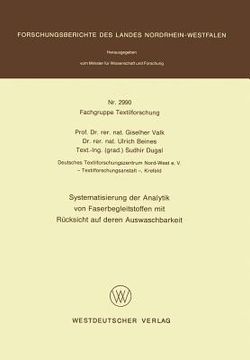 portada Systematisierung Der Analytik Von Faserbegleitstoffen Mit Rücksicht Auf Deren Auswaschbarkeit (en Alemán)