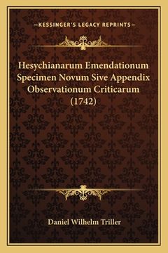 portada Hesychianarum Emendationum Specimen Novum Sive Appendix Observationum Criticarum (1742) (in Latin)