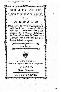portada Bibliographie instructive, ou Notice de quelques livres rares, singuliers (in French)
