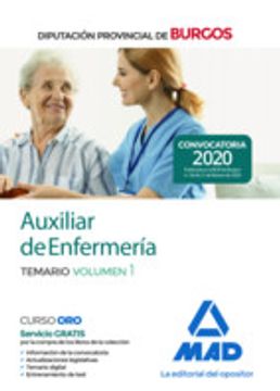 portada Auxiliar de Enfermería de la Diputación Provincial de Burgos. Temario Volumen 1
