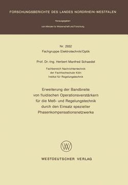portada Erweiterung Der Bandbreite Von Fluidischen Operationsverstärkern Für Die Meß- Und Regelungstechnik Durch Den Einsatz Spezieller Phasenkompensationsnet (in German)