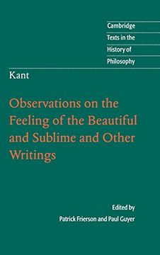 portada Kant: Observations on the Feeling of the Beautiful and Sublime and Other Writings Hardback (Cambridge Texts in the History of Philosophy) (en Inglés)