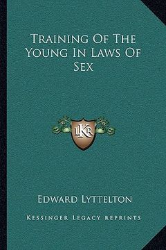 portada training of the young in laws of sex (en Inglés)