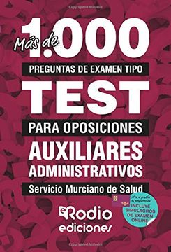 portada Auxiliares Administrativos. Servicio Murciano de Salud: Más de 1. 000 Preguntas de Examen Tipo Test Para Oposiciones