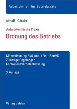 portada Ordnung des Betriebs (in German)