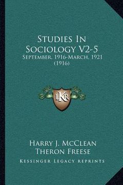 portada studies in sociology v2-5: september, 1916-march, 1921 (1916) (en Inglés)
