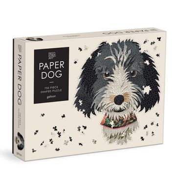 portada Galison Paper Dogs 750 Piece Shaped Puzzle - Soulful dog Jigsaw Puzzle for Adults, Thick and Sturdy Pieces, Challenging and fun Indoor Activity! 