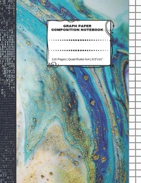 portada Graph Paper Composition Notebook: 110 Pages - Quad Ruled 4x4 - 8.5" x 11" Marble Large Notebook with Grid Paper - Math Notebook For Students (en Inglés)