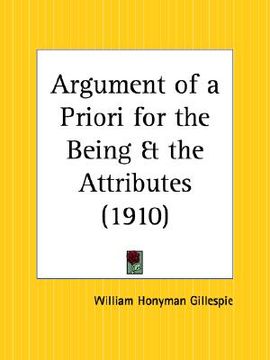 portada argument of a priori for the being and the attributes (en Inglés)