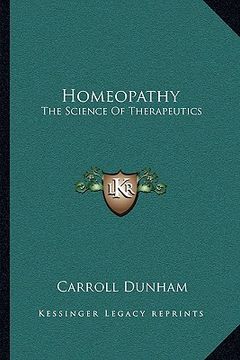 portada homeopathy: the science of therapeutics (en Inglés)