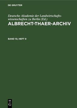 portada Albrecht-Thaer-Archiv. Band 10, Heft 9 (en Alemán)