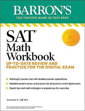portada Sat Math Workbook: Up-To-Date Practice for the Digital Exam (Barron's Test Prep) (en Inglés)