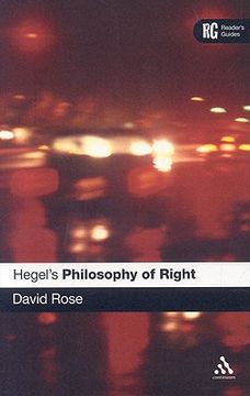 portada hegel's philosophy of right: a reader's guide (en Inglés)