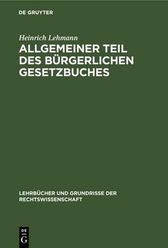 portada Allgemeiner Teil des bã Â¼Rgerlichen Gesetzbuches (German Edition) [Hardcover ] (en Alemán)