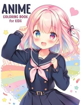 portada Anime Coloring Book for Kids: Manga Pages for Kawaii Lovers - Cute Girls and Animals, Inspired by Japanese Culture - a Lovely Gift for Children and fun Stress Relief