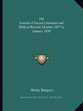 portada the journal of sacred literature and biblical record, october 1857 to january 1858 (en Inglés)