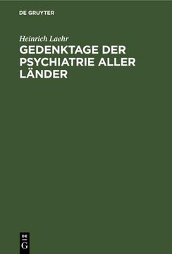 portada Gedenktage der Psychiatrie Aller Länder (en Alemán)