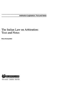 portada the italian law on arbitration: text & notes (in English)