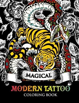 portada Modren Tattoo Coloring Book: Modern and Neo-Traditional Tattoo Designs Including Sugar Skulls, Mandalas and More (Tattoo Coloring Books) (en Inglés)
