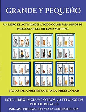 portada Hojas de Aprendizaje Para Preescolar (Grande y Pequeño): Este Libro Contiene 30 Fichas con Actividades a Todo Color Para Niños de 4 a 5 Años (in Spanish)
