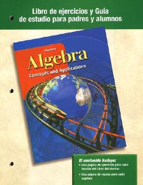 portada algebra libro de ejercicios y guia de estudio para padres y alumnos: concepts and applications