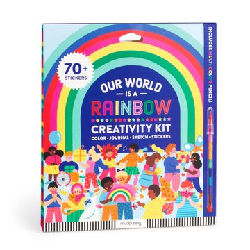 portada Mudpuppy our World is a Rainbow - Rainbow Shaped Creativity pad Comes With Multicolored Pencil Over 70 Stickers and Many Pages to Color Journal or Sketch for Childrens Ages 6 and up