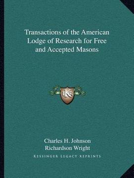 portada transactions of the american lodge of research for free and accepted masons (en Inglés)