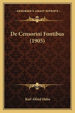 portada De Censorini Fontibus (1905) (en Latin)