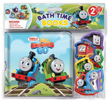 portada Thomas & Friends the Great Bubbly Build Bath Time Books - Activity Books for Kids, Bath Book, 6 Padded Suction Cups, 1 Mesh bag (en Inglés)