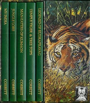 portada Man-Eaters of Kumaon; Leopard of Rudrapryag; Jungle Lore; My India; Temple Tiger & Tree Tops; 5 Volumes en Cajetin
