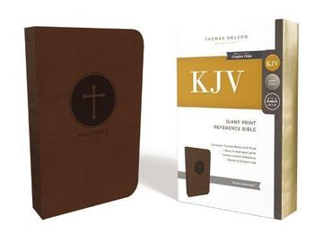 portada KJV, Reference Bible, Giant Print, Imitation Leather, Brown, Red Letter Edition, Comfort Print (en Inglés)