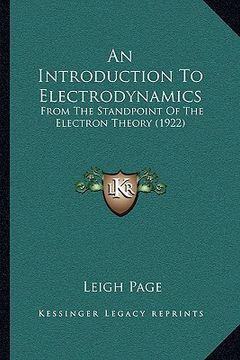 portada an introduction to electrodynamics: from the standpoint of the electron theory (1922)