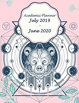 portada Academic Planner July 2019-June 2020: Blue Bear and Pink Cover, July 2019-June 2020 Monthly,Daily Weekly Monthly Planner,Organizer,Agenda,12 Months July-June Calendar 246 Pages Large 8. 5" x 11" 
