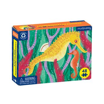 portada Mudpuppy Longsnout Seahorse Mini Puzzle, 48 Pieces, 8” x 5. 75” – Perfect Family Puzzle for Ages 4+ – Features a Colorful Illustration of a Longsnout Seahorse, Informational Insert Included
