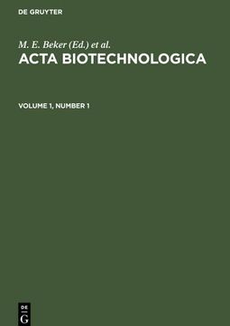 portada Acta Biotechnologica. Volume 1, Number 1 (en Alemán)