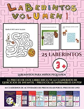 portada Laberintos Para Niños Pequeños (Laberintos - Volumen 1): (25 Fichas Imprimibles con Laberintos a Todo Color Para Niños de Preescolar (in Spanish)