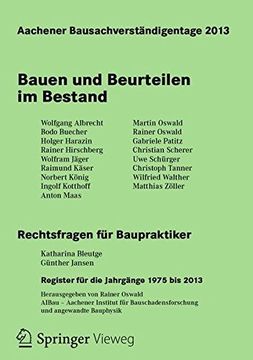 portada Aachener Bausachverständigentage 2013: Bauen und Beurteilen im Bestand (in German)