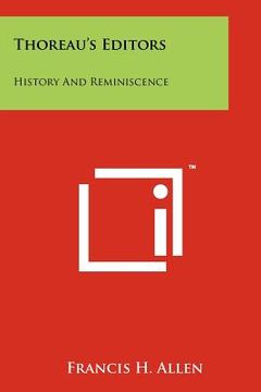 portada thoreau's editors: history and reminiscence
