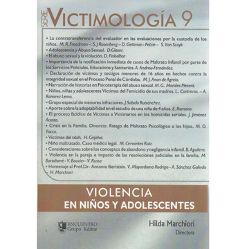 portada Victimología 9 Violencia en niños y adolescentes