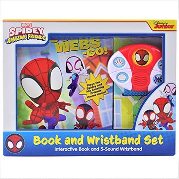portada Marvel Spider-Man - Spidey and his Amazing Friends - Go-Webs-Go! Interactive Book and 5-Sound Wristband - pi Kids (en Inglés)