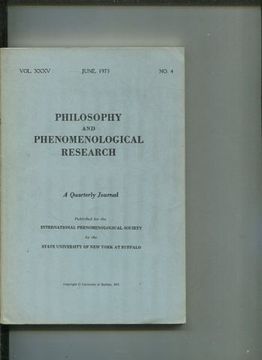 portada Philosophy and Phenomenological Research: A Quarterly Journal - VOL. XXXV JUNE, 1975. No. 4.