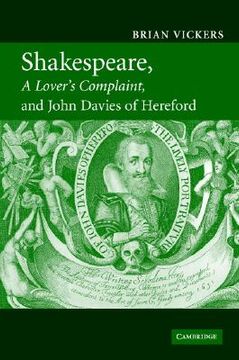 portada Shakespeare, 'a Lover's Complaint', and John Davies of Hereford Hardback (in English)