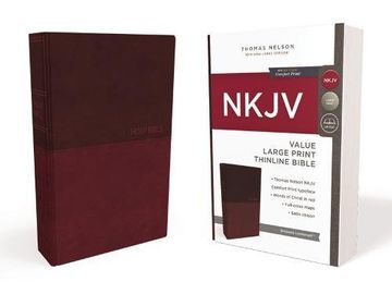portada Nkjv, Value Thinline Bible, Large Print, Leathersoft, Burgundy, red Letter Edition, Comfort Print (en Inglés)