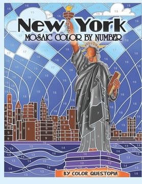 portada New York Mosaic Color By Number: Coloring Book for Adults (en Inglés)